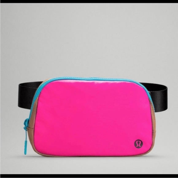 lululemon athletica Handbags - lululemon athletica Pink Crossbody Belt Bag with Teal Trim and Brown Sides